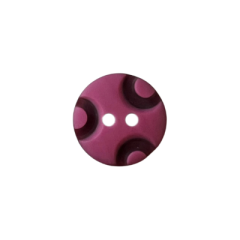 Kunststoffknopf 15mm 2 Loch rosa Kreise