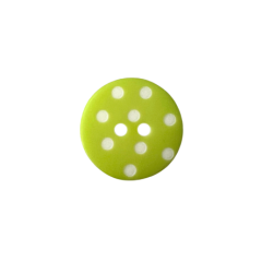 Kunststoffknopf 15mm 2 Loch grün-weiß gepunktet