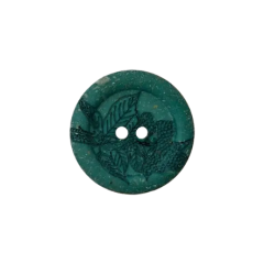 Polyesterknopf 18mm 2 Loch floral dunkelgrün