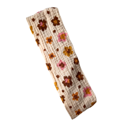 Musselinstirnband creme mit Blumen