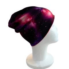 Wendebeanie - Wendemütze Galaxy rot Gr. S