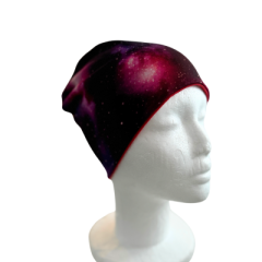 Wendebeanie - Wendemütze Galaxy rot Gr. S