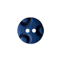 Kunststoffknopf 15mm 2 Loch abstrakt blau, dunkelblau