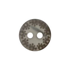 Polyesterknopf 11mm 2 Loch grau Punkte
