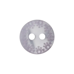 Polyesterknopf 11mm 2 Loch lila Punkte