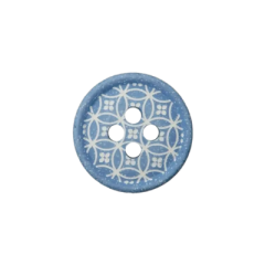 Polyesterknopf 12mm 4 Loch abstrakt hellblau, weiß