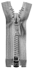 Reißverschluss grau (fb.04) - silber 60cm - teilbar