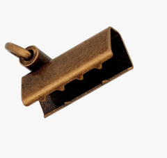 Endklammer mit Öse - altmessing - 29mm