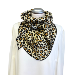Musselindreieckstuch in LEO beige-schwarz
