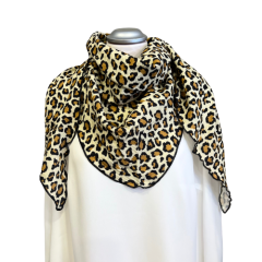 Musselindreieckstuch in LEO beige-schwarz