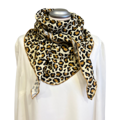 Musselindreieckstuch in LEO-Design beige-schwarz