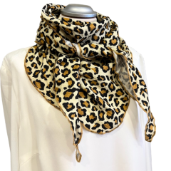 Musselindreieckstuch in LEO-Design beige-schwarz