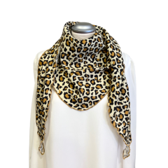 Musselindreieckstuch in LEO-Design beige-schwarz