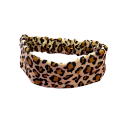 Musselinstirnband mit Leo Beige Gr.2