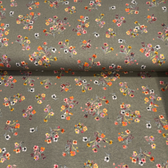 Baumwolljersey in grau mit Streublumen