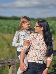 Mia - Rippjersey - Blüten und Zweige - naturweiß/erika