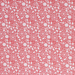 60cm Zuschnitt - Kim Baumwolle rot mit Blumenwiese