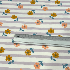 55cm Reststück - Hanabi - Flower Stripes - flieder/weiß