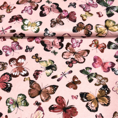 1,3m Reststück - Hanabi • French Terry - Schmetterlinge - rosa