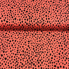 1,3m Zuschnitt - Hanabi • French Terry - rain of Dots - koralle