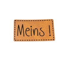 Etikett / Label MEINS braun aus veganen Leder