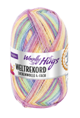 Woolly Hugs Weltrekord Sockenwolle Fb. 01 - pink/gelb/grün/blau