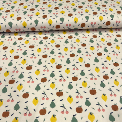 Fräulein von Julie • Baumwolljersey Freche Früchte auf creme