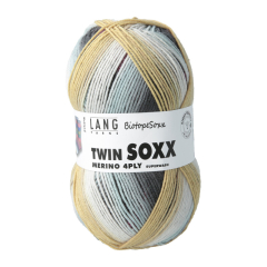 Sockenwolle TWIN SOXX 4-FACH Merino in blau/lachs (Fb. 557) - BiotopeSoxx