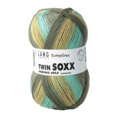 Sockenwolle TWIN SOXX 4-FACH Merino in oliv/türkis(Fb. 554) - BiotopeSoxx
