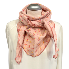 Musselindreieckstuch in in rosa mit kleinen Regenbögen