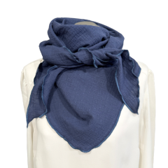 Musselintuch blau mit Tupfen