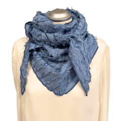 leichtes Dreieckstuch blau mit Fransen