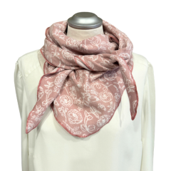Jacquard-Dreieckstuch mit Blüten auf rosa