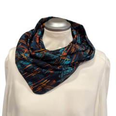 Loopschal mit abstrakten Design auf dunkelblau Sommersweat -  Loop für Damen