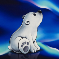 Kissenpanel Eisbär mit Polarlichtern - on the rocks by Thorsten Berger